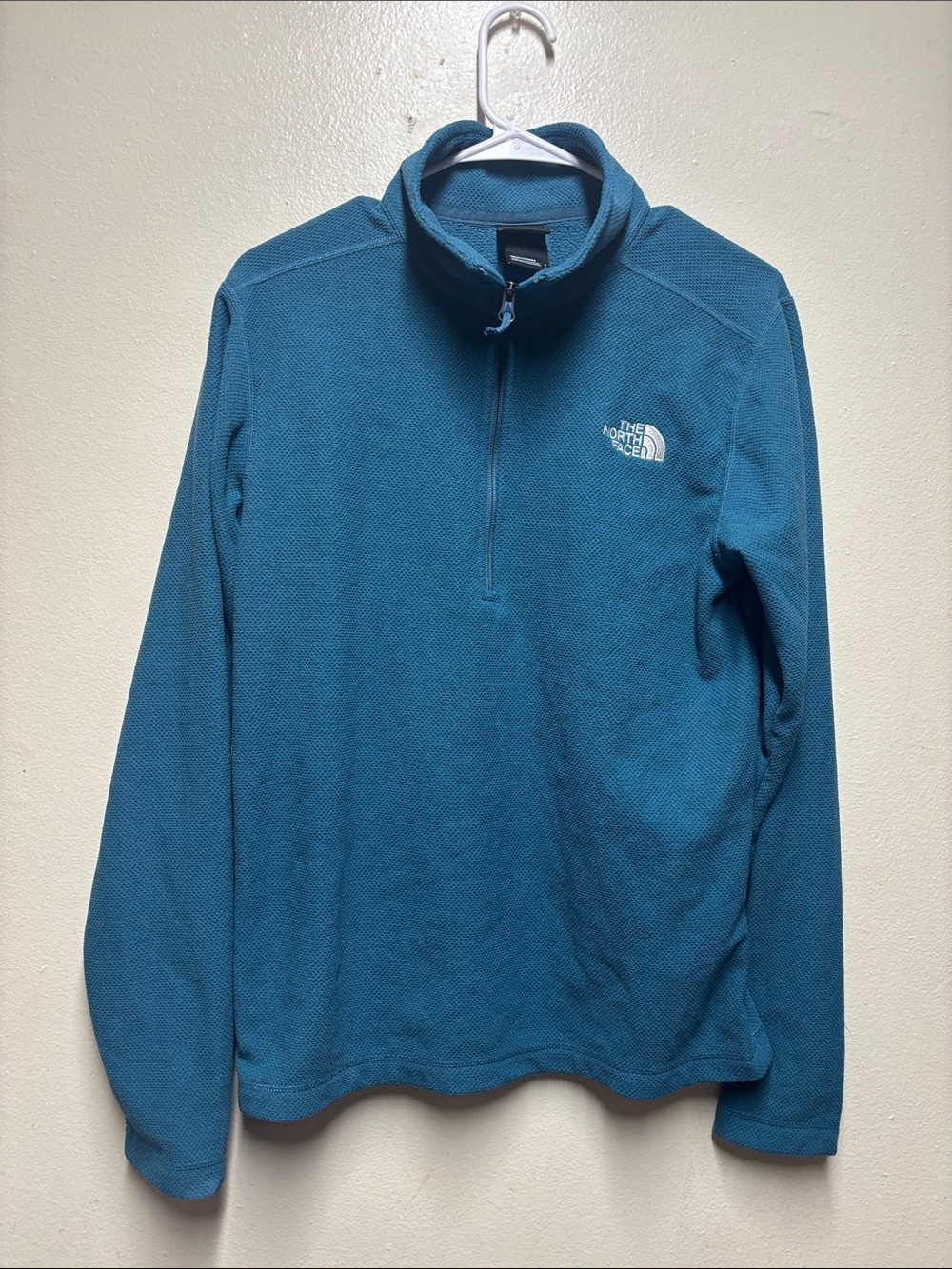 The North Face Men's Teal Quarter-Zip Fleece Pullover small